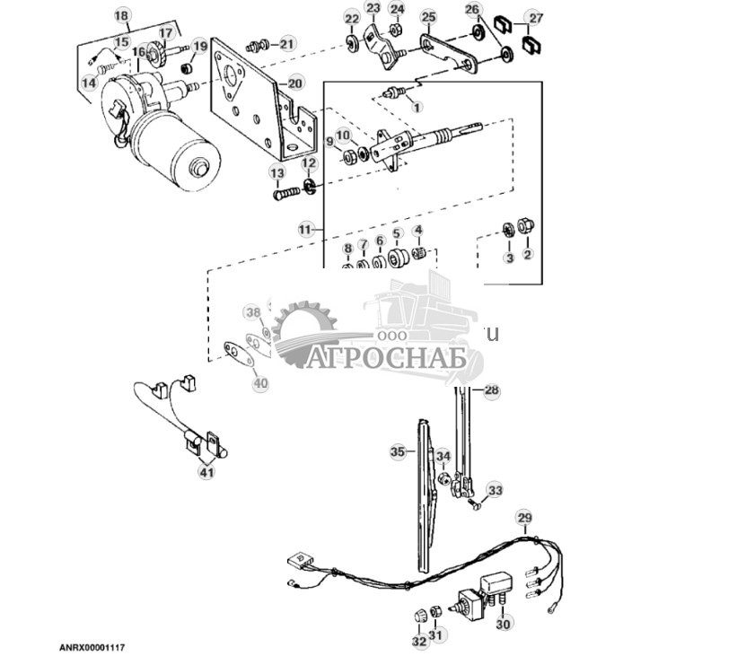 Right-Hand Windshield Wiper And Motor 